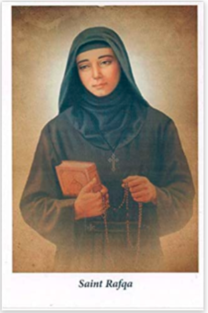 (B) Saint Rafqa Prayer Cards English Family of Saint Sharbel, USA